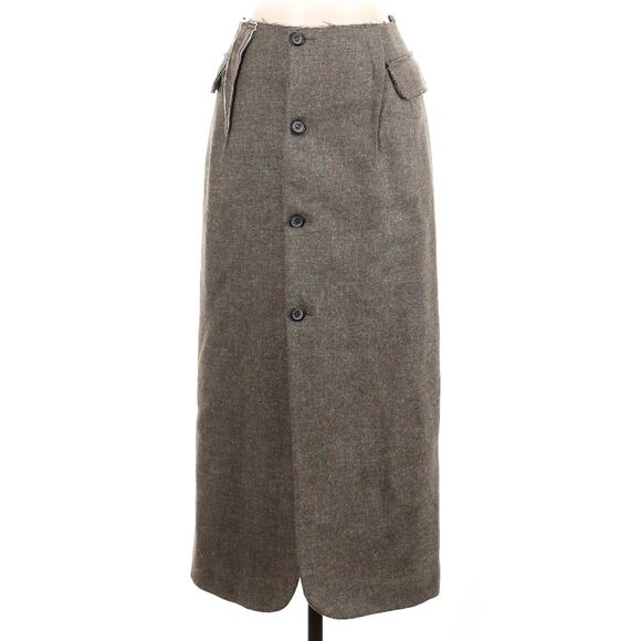 Ader Error Roxie Khaki Green Wool Deconstructed Button Front Midi Skirt S - Picture 5 of 12
